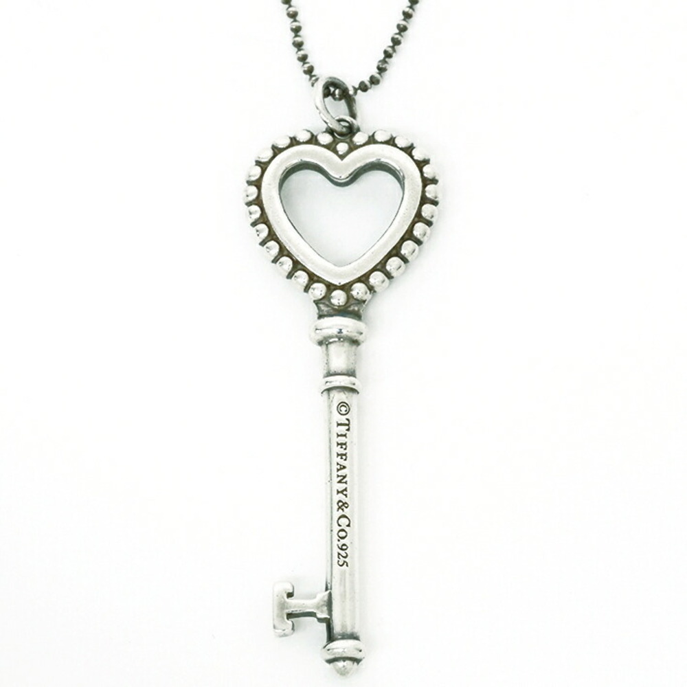 Tiffany Beaded Heart Key Enamel Silver